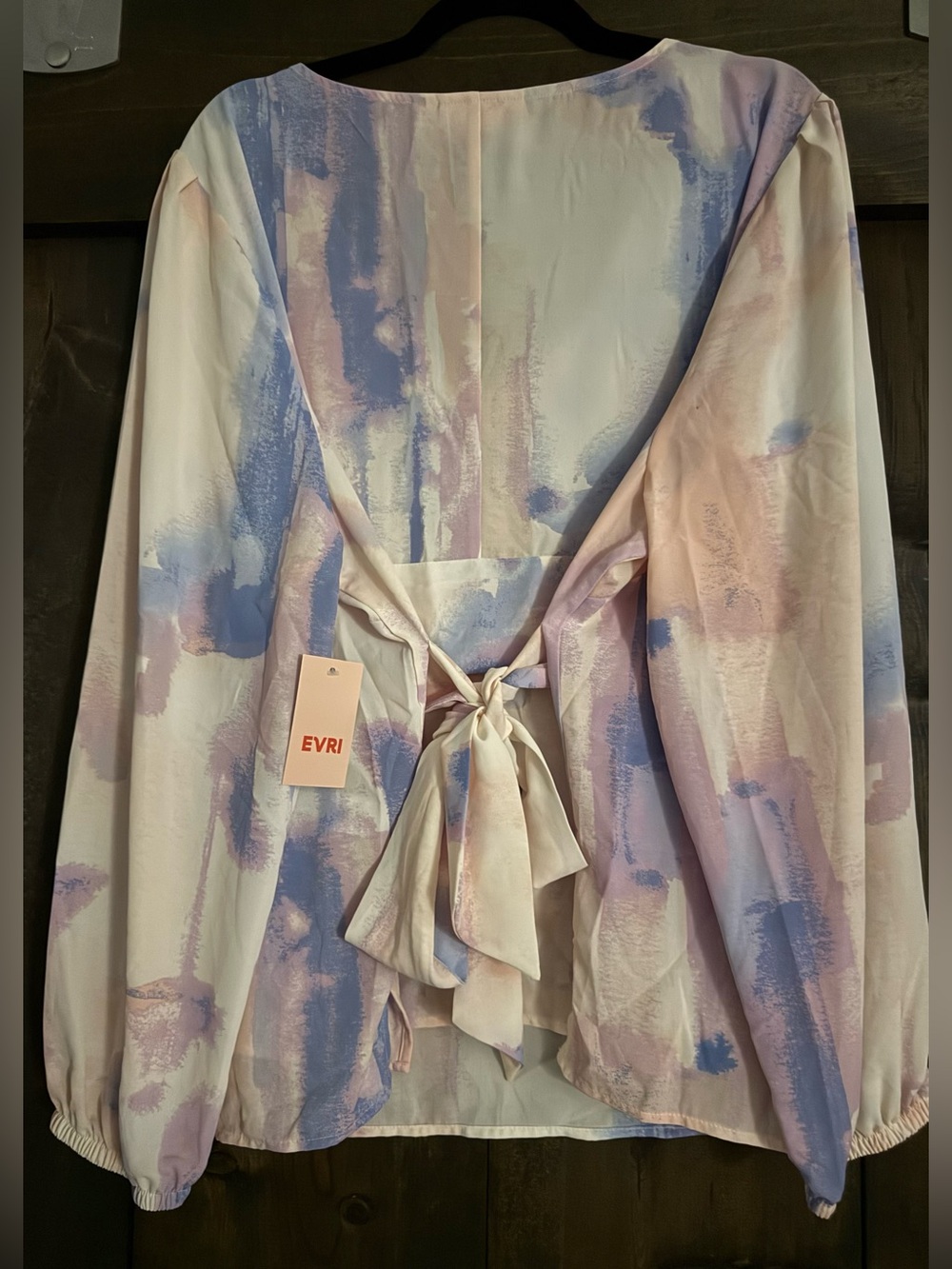 EVRI Pastel Watercolor Tie-Back Blouse - Lavender & Blush NWT Sz 2X